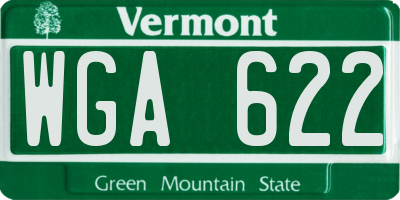 VT license plate WGA622