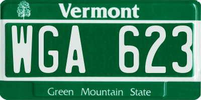 VT license plate WGA623