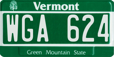 VT license plate WGA624