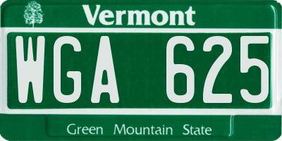 VT license plate WGA625