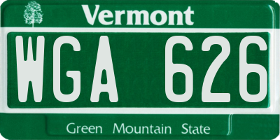 VT license plate WGA626