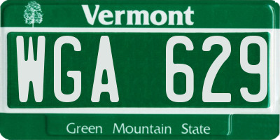 VT license plate WGA629
