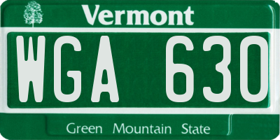 VT license plate WGA630