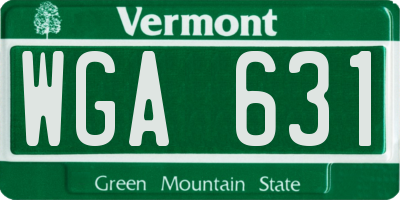 VT license plate WGA631