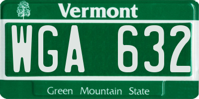VT license plate WGA632
