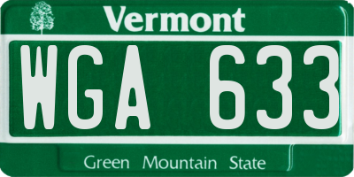 VT license plate WGA633