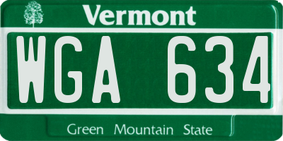 VT license plate WGA634