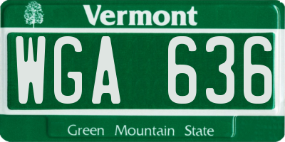 VT license plate WGA636