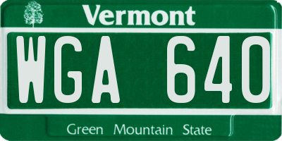 VT license plate WGA640