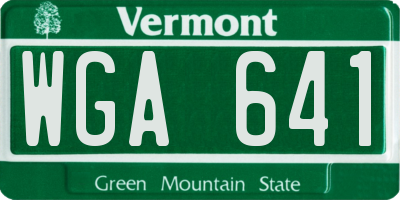 VT license plate WGA641