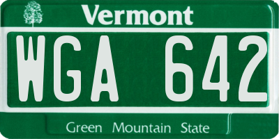 VT license plate WGA642