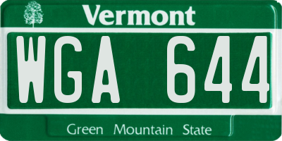 VT license plate WGA644
