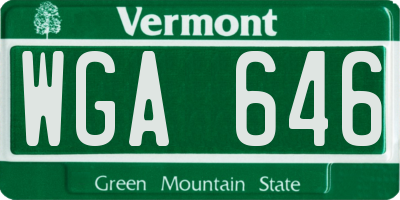 VT license plate WGA646