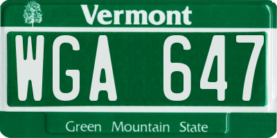 VT license plate WGA647