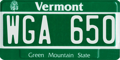 VT license plate WGA650