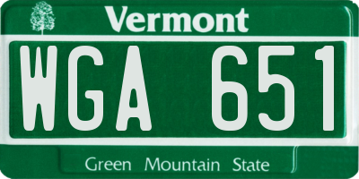 VT license plate WGA651
