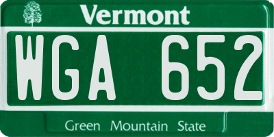 VT license plate WGA652