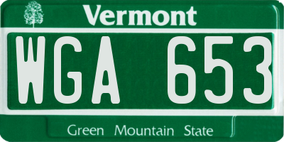 VT license plate WGA653