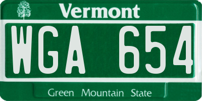 VT license plate WGA654