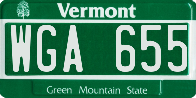 VT license plate WGA655