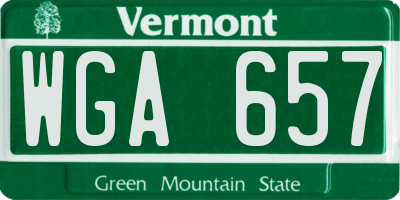 VT license plate WGA657