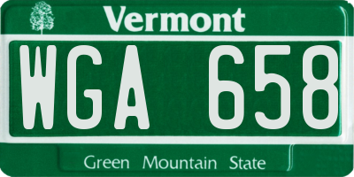 VT license plate WGA658