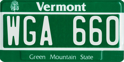 VT license plate WGA660