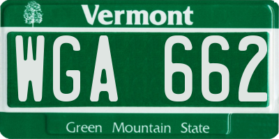 VT license plate WGA662
