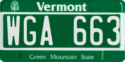 VT license plate WGA663