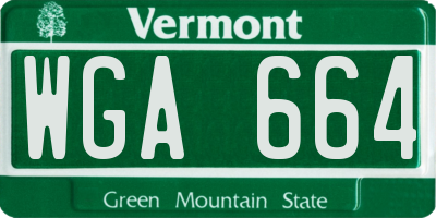 VT license plate WGA664
