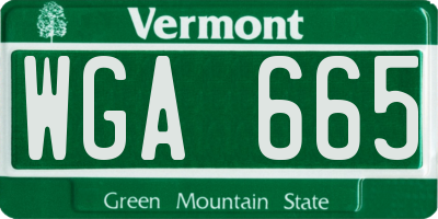 VT license plate WGA665