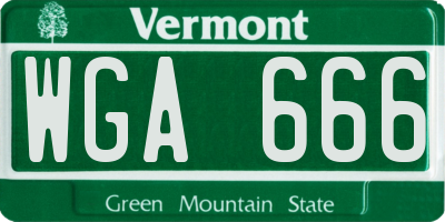 VT license plate WGA666