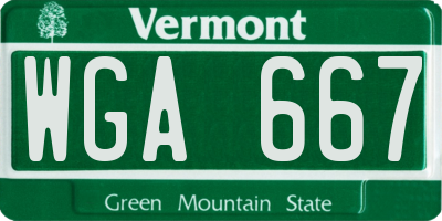 VT license plate WGA667