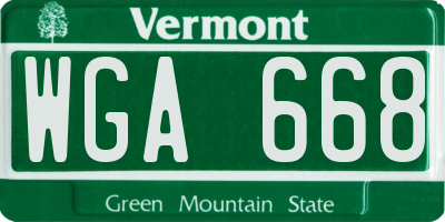 VT license plate WGA668