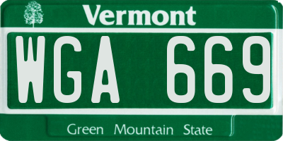 VT license plate WGA669