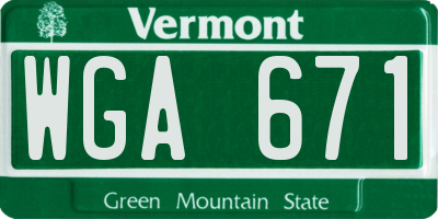 VT license plate WGA671