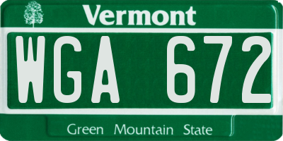 VT license plate WGA672