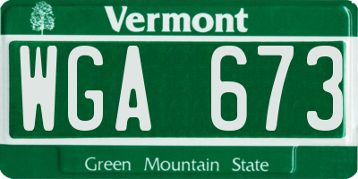 VT license plate WGA673