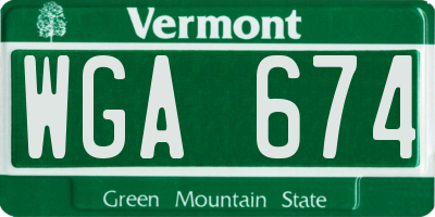 VT license plate WGA674
