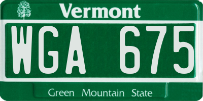 VT license plate WGA675