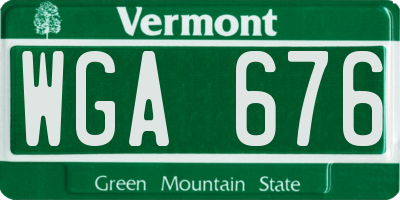 VT license plate WGA676