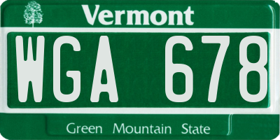 VT license plate WGA678