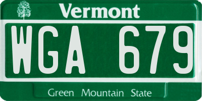 VT license plate WGA679