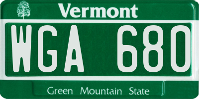 VT license plate WGA680