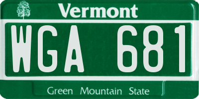 VT license plate WGA681