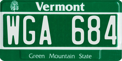 VT license plate WGA684