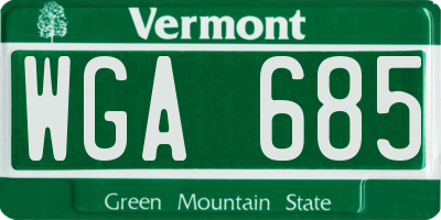 VT license plate WGA685