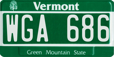 VT license plate WGA686