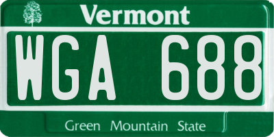 VT license plate WGA688