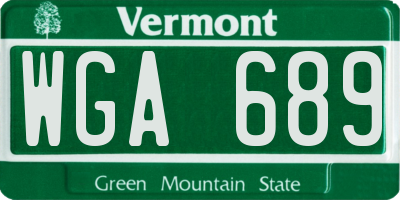 VT license plate WGA689